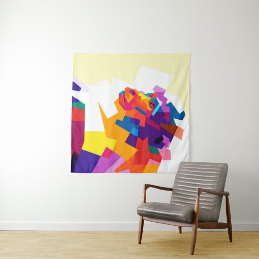 Abstracte kleurrijke aap | Modern kunstwerk Wandkleed (In Situ (horizontaal))