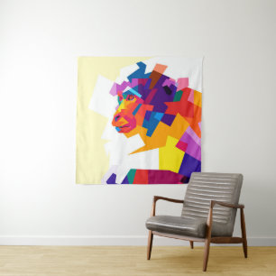 Abstracte kleurrijke aap Modern kunstwerk Wandkleed