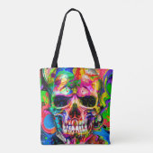 abstracte kleurrijke achtergrond met kleurrijke sc tote bag (Achterkant)