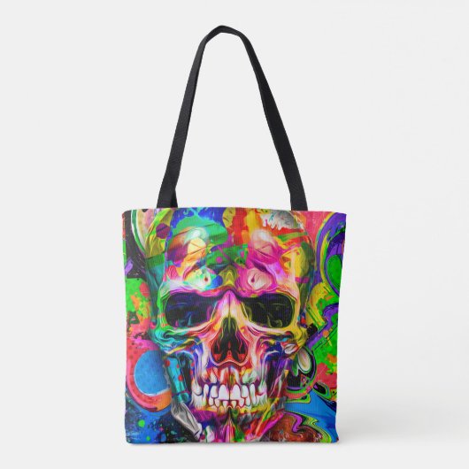 abstracte kleurrijke achtergrond met kleurrijke sc tote bag (Achterkant)