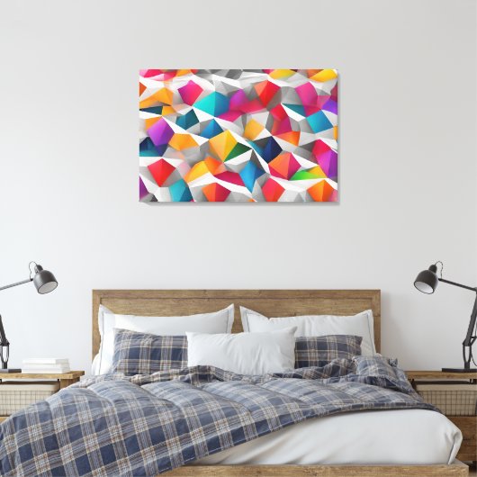 Abstracte kleurrijke achtergrondveelhoek canvas afdruk (Insitu (Slaapkamer))