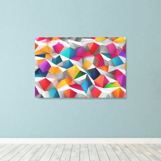 Abstracte kleurrijke achtergrondveelhoek canvas afdruk (Insitu (Houten vloer))