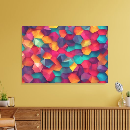 Abstracte kleurrijke achtergrondveelhoek canvas afdruk (Insitu (Woonkamer))