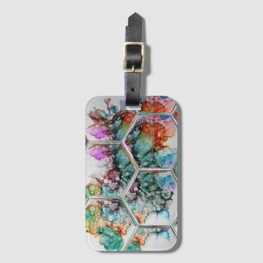 Abstracte kleurrijke alcoholinkt bagagelabel (Voorkant (verticaal))