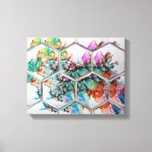 Abstracte kleurrijke alcoholinkt canvas afdruk