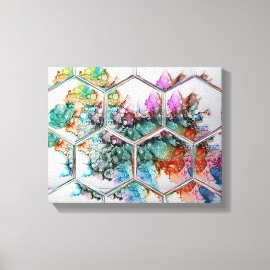 Abstracte kleurrijke alcoholinkt canvas afdruk (Voorkant)