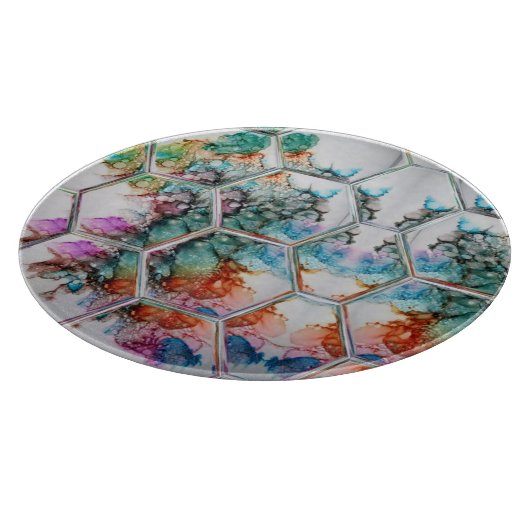 Abstracte kleurrijke alcoholinkt snijplank (Hoek)