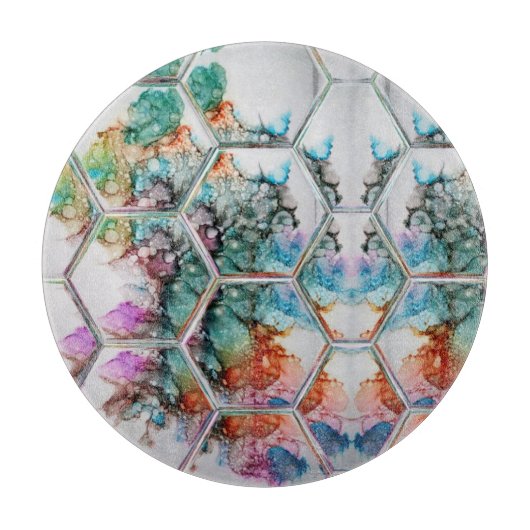 Abstracte kleurrijke alcoholinkt snijplank (Voorkant)