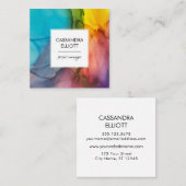 Abstracte, kleurrijke alcoholinkt Vloeibare kunst Vierkante Visitekaartje (Voorkant / Achterkant)