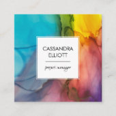 Abstracte, kleurrijke alcoholinkt Vloeibare kunst Vierkante Visitekaartje (Voorkant)