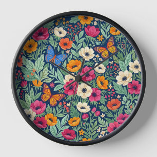 Abstracte Kleurrijke Anemonen Vlinders Kunst Klokk