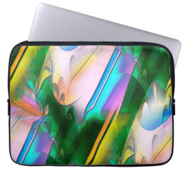 Abstracte kleurrijke bladeren met psychedelische s laptop sleeve