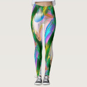 Abstracte kleurrijke bladeren met psychedelische s leggings (Voorkant)