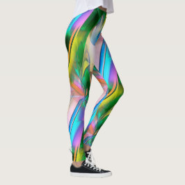Abstracte kleurrijke bladeren met psychedelische s leggings