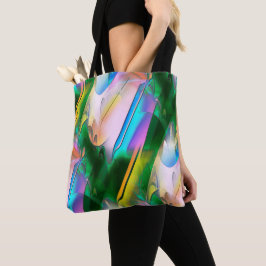 Abstracte kleurrijke bladeren met psychedelische s tote bag