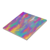 Abstracte kleurrijke Blauwgroen gele Paarse verf S Tegeltje (Zijkant)