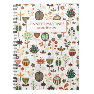 Abstracte kleurrijke bloemen en bomen notitieboek