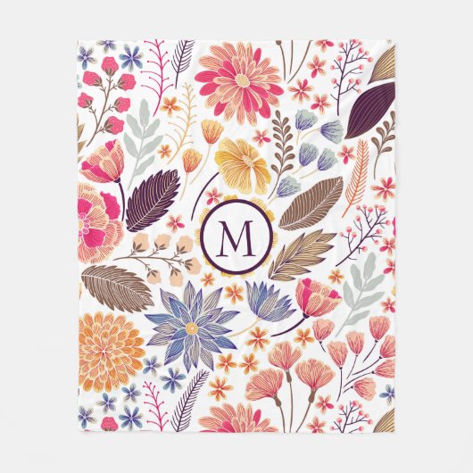 Abstracte kleurrijke bloemen fleece deken (Voorkant)