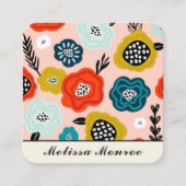 Abstracte Kleurrijke Bloemen Typografie Vierkante Visitekaartje (Voorkant)