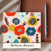 Abstracte Kleurrijke Bloemen Typografie Vierkante Visitekaartje