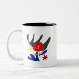 Abstracte kleurrijke bloemenkunst tweekleurige koffiemok