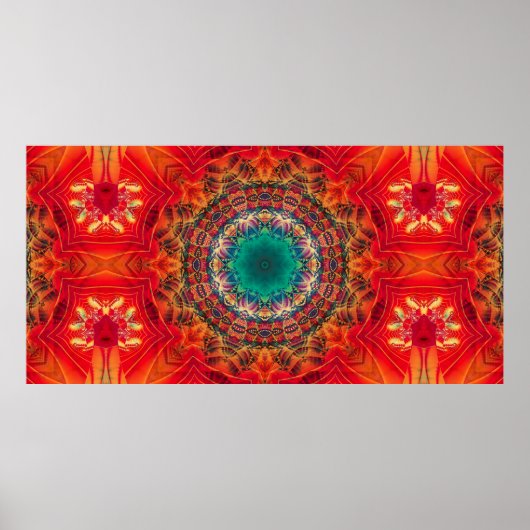 Abstracte kleurrijke bloemornamemaneel naadloos pa poster (Voorkant)