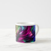 Abstracte kleurrijke bont prismatische achtergrond espresso kop (Voorkant rechts)