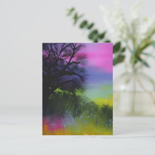 Abstracte kleurrijke boom briefkaart (Staand voorkant)