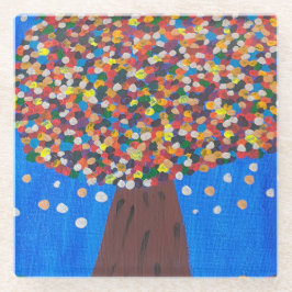 Abstracte kleurrijke boom glazen onderzetter