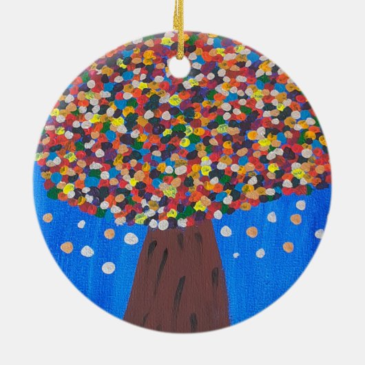 Abstracte kleurrijke boom keramisch ornament (Achterkant)