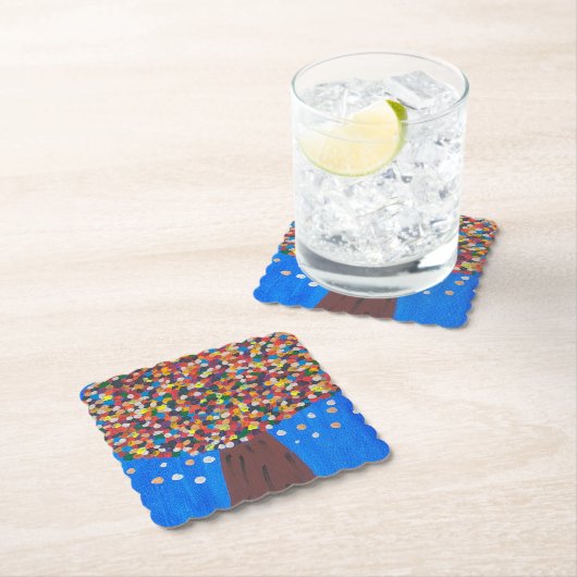 Abstracte kleurrijke boom papier Onderzetter (Insitu)