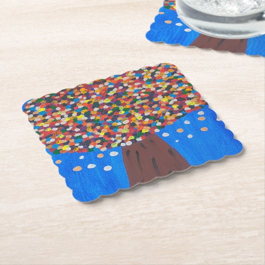 Abstracte kleurrijke boom papier Onderzetter (Gebogen)