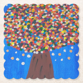 Abstracte kleurrijke boom papier Onderzetter