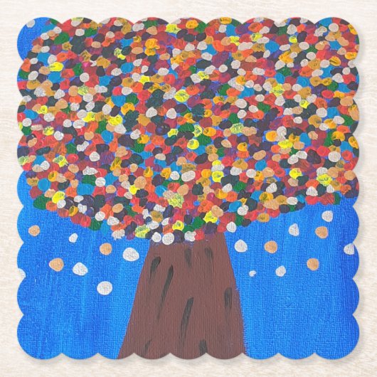 Abstracte kleurrijke boom papier Onderzetter (Voorkant)