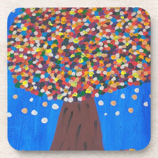 Abstracte kleurrijke boom plastisch Onderzetter (Voorkant)