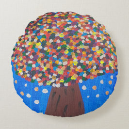 Abstracte kleurrijke boom rond kussen