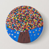 Abstracte kleurrijke boom ronde button 7,6 cm (Voorkant)