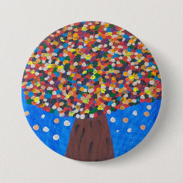 Abstracte kleurrijke boom ronde button 7,6 cm