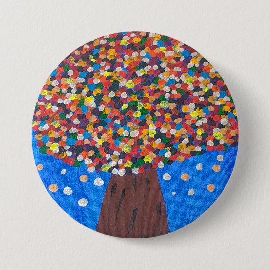Abstracte kleurrijke boom ronde button 7,6 cm (Voorkant)