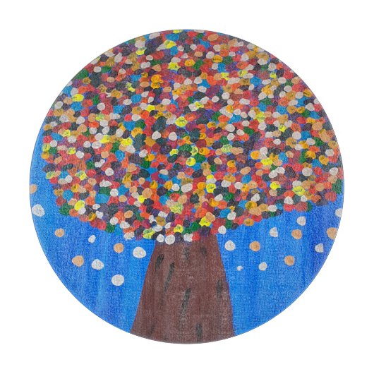 Abstracte kleurrijke boom snijplank (Voorkant)