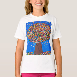 Abstracte kleurrijke boom t-shirt