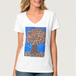 Abstracte kleurrijke boom t-shirt