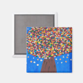 Abstracte kleurrijke boommagneet magneet (Voorkant / Achterkant)