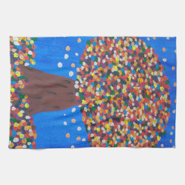 Abstracte kleurrijke boomtheedoek theedoek