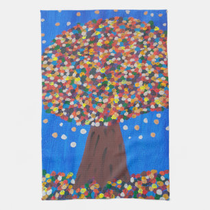 Abstracte kleurrijke boomtheedoek theedoek