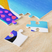 Abstracte kleurrijke Boxer-hond op een blauwe acht Legpuzzel (Zijkant)