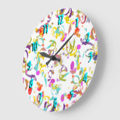 Abstracte kleurrijke Confetti toss Over White Grote Klok (Hoek)