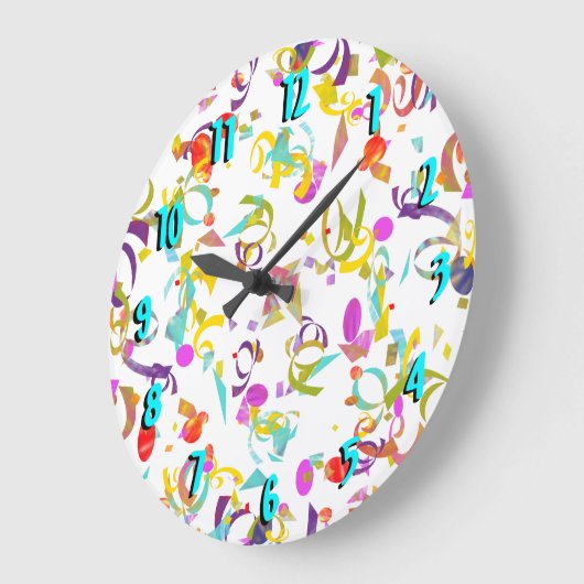 Abstracte kleurrijke Confetti toss Over White Grote Klok (Hoek)