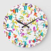 Abstracte kleurrijke Confetti toss Over White Grote Klok (Voorkant)