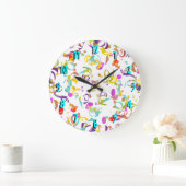 Abstracte kleurrijke Confetti toss Over White Grote Klok (Huis)